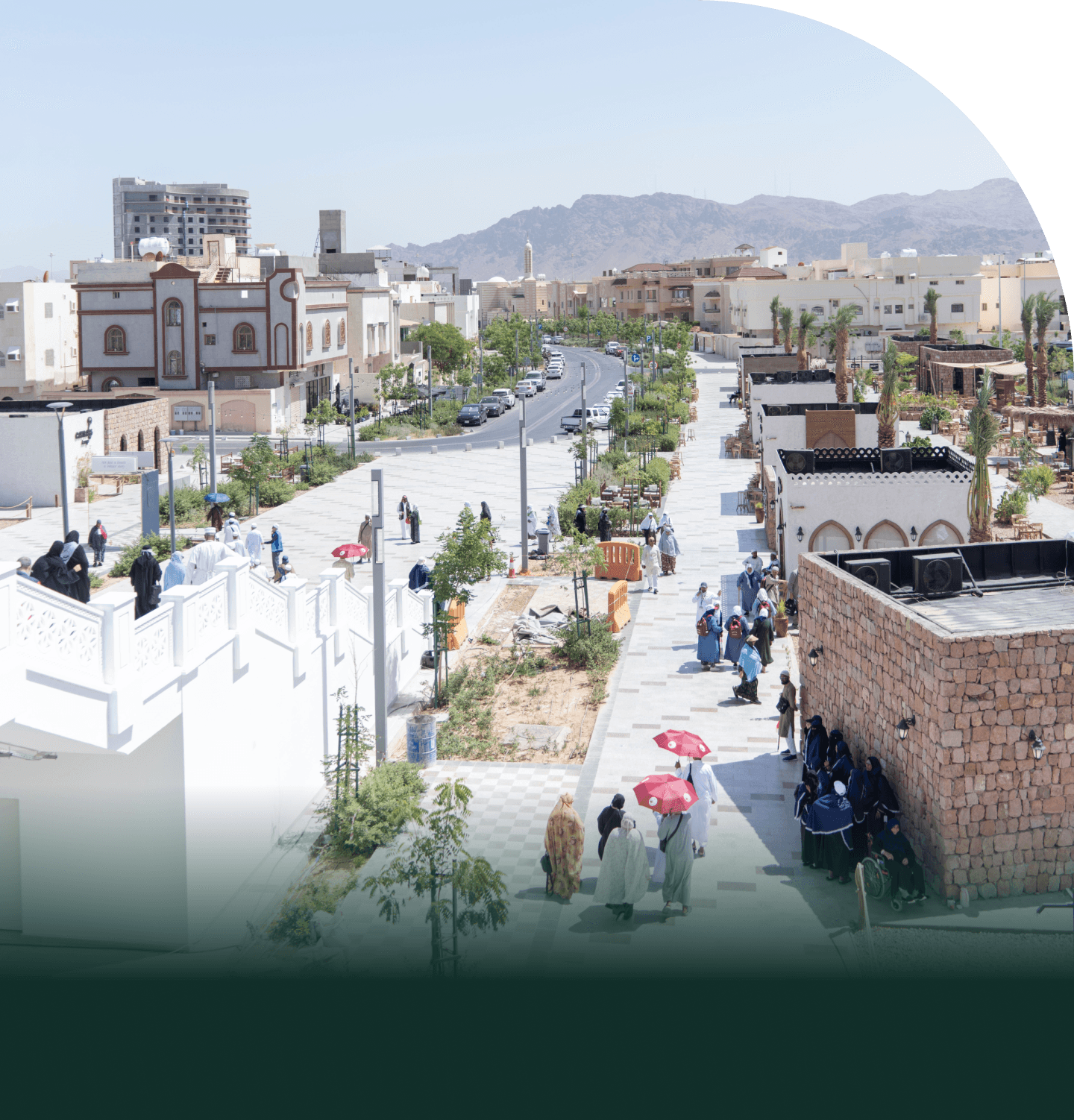 A residential street in Al-Madinah seen from above